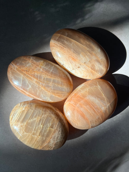 Peach Moonstone Palm Stones
