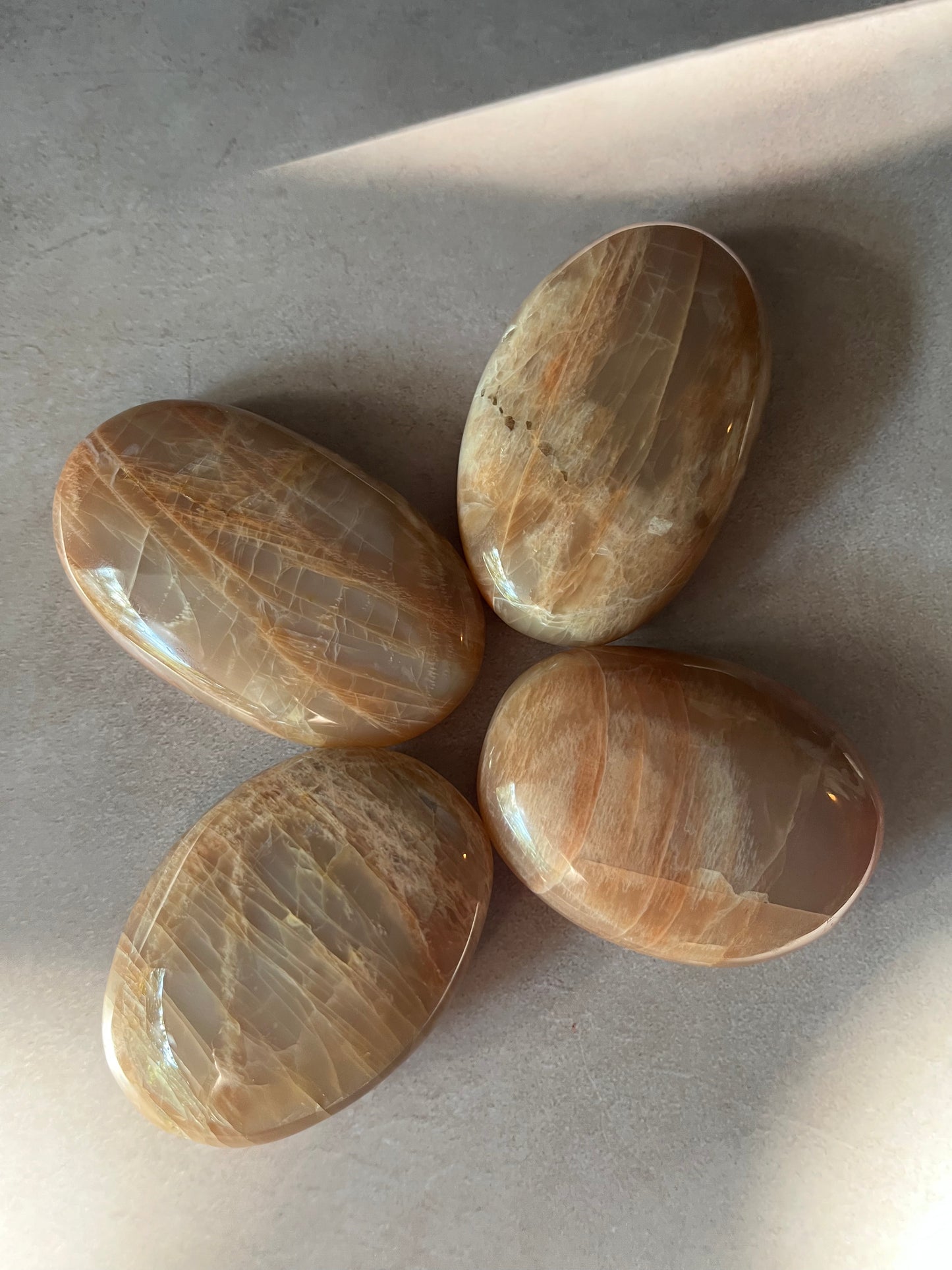 Peach Moonstone Palm Stones
