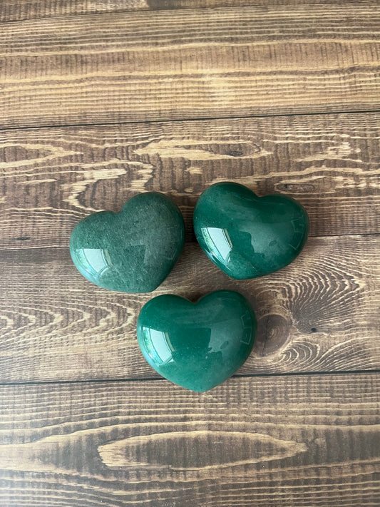 Green Aventurine Hearts