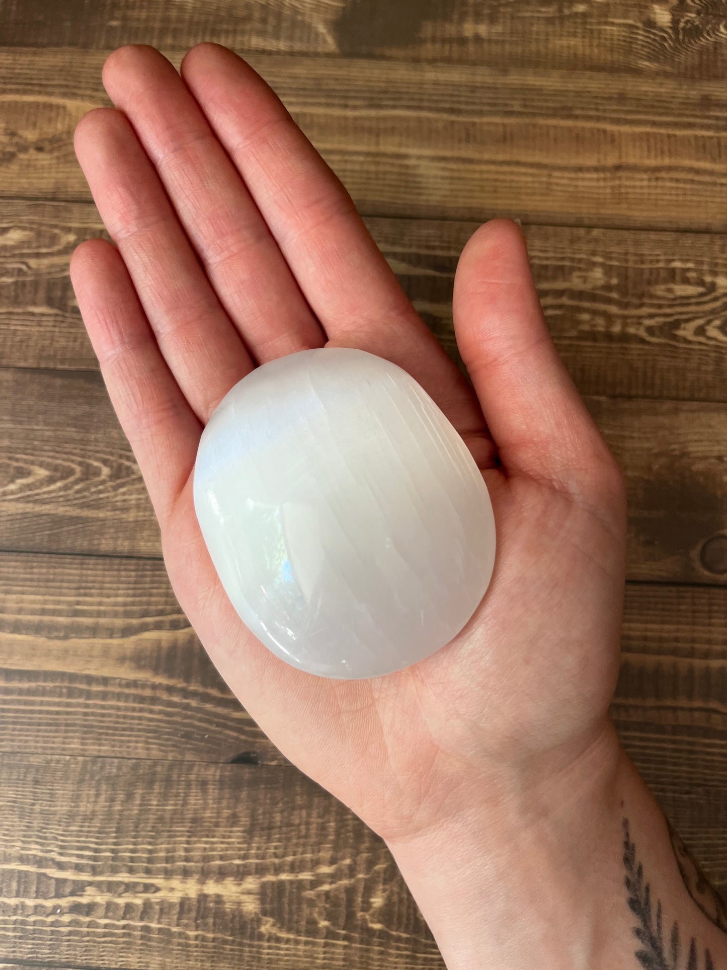Selenite Palm Stone