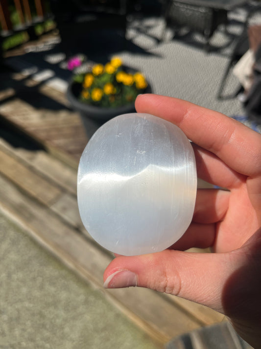 Selenite Palm Stone