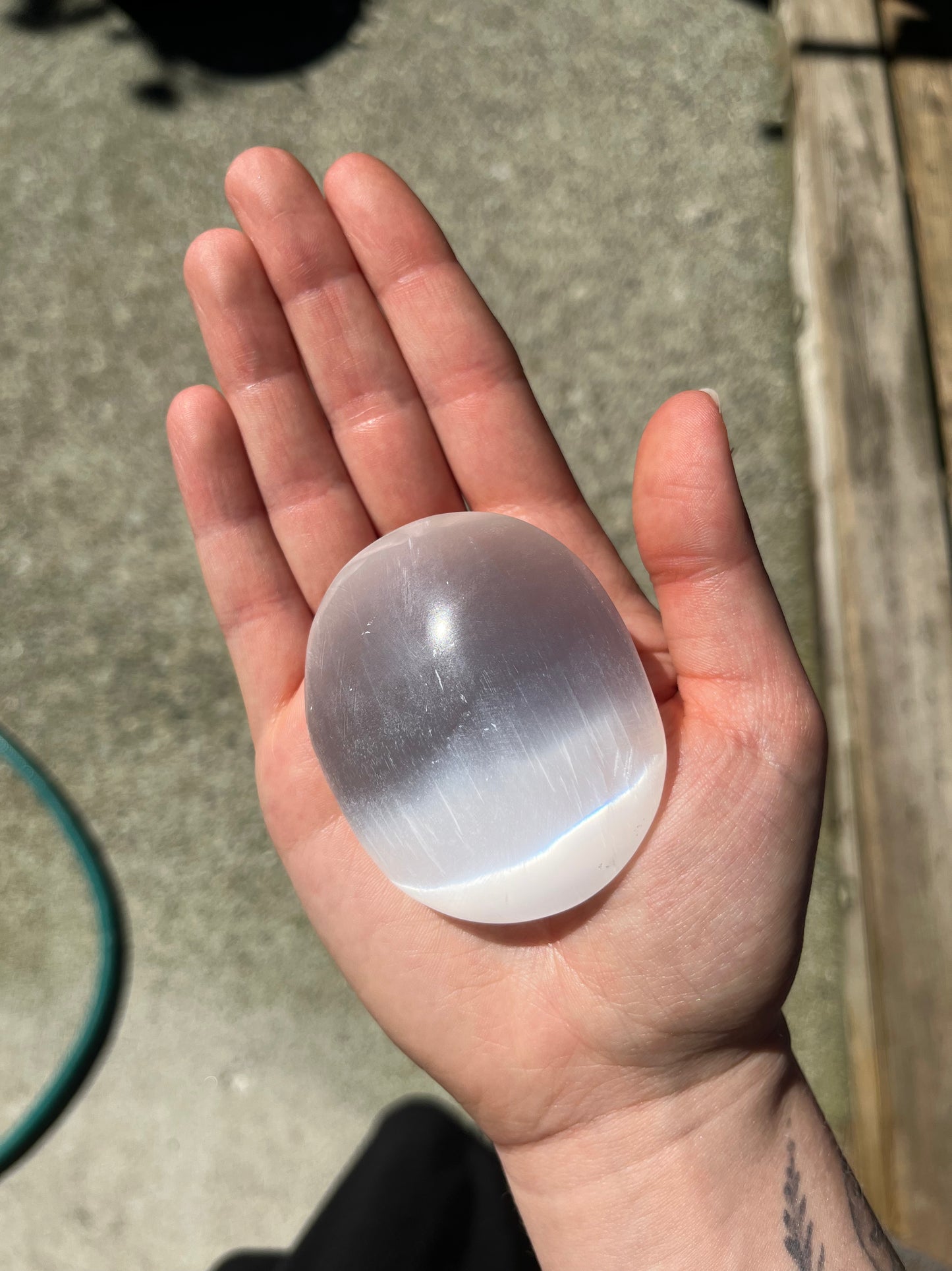 Selenite Palm Stone